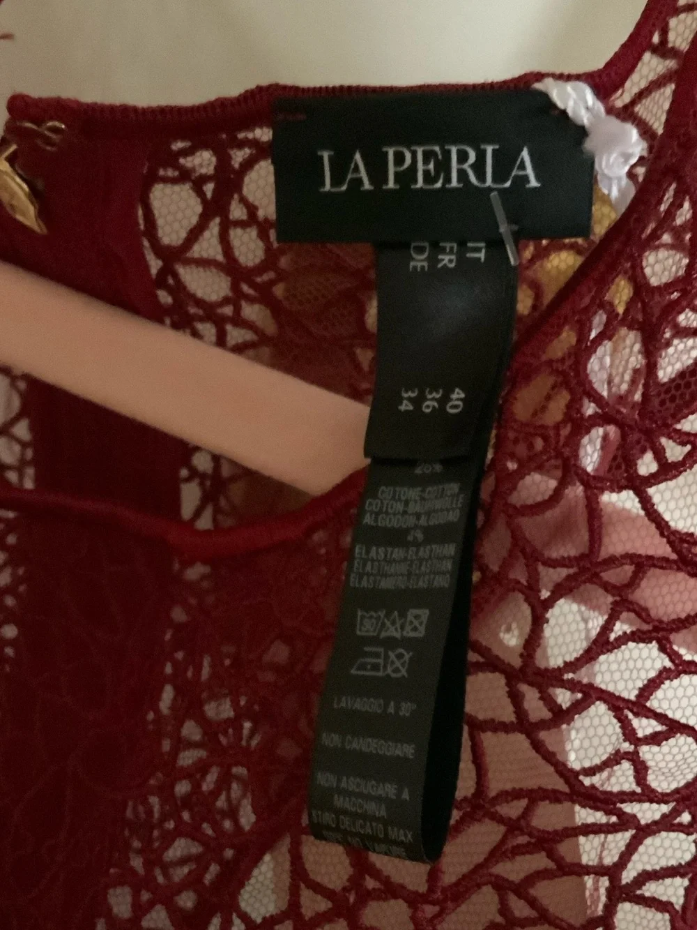 La Perla Burgundy Lace High-Neck Bodysuit